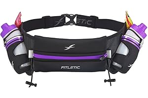 ‎FITLETIC Fitletic® Hydra 16 Running Belt with Water Bottles, 2 x 250 ml, Running Belt, Hydration Belt, Running Bag, Running Belt, Waist Bag for Jogging, Running, Walking, Marathon