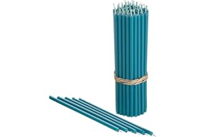 Danilovo - Candele in Cera d'Api, 50 Pezzi, Colore Turchese, Candele Decorative per Preghiera, per Rituali, Decorazione o Candele di Compleanno, 16,5 cm x 0,57 cm