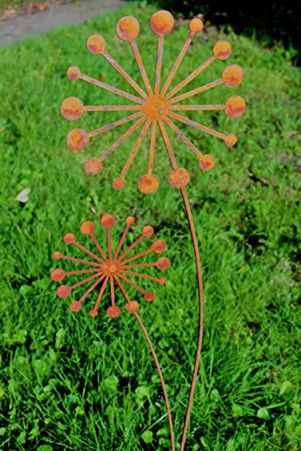 Gartenstecker Pusteblume Löwenzahn 118cm Metall Rost Gartendeko Edelrost Groß - 2