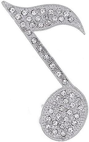 Large Quaver silver-plated diamante pin brooch