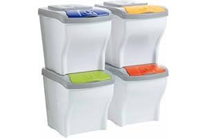 Poker Bama Secchio Pattumiera Differenziata, 28x40x31 cm, 4 Pezzi, Colori Assortiti