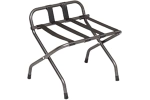 Mabel Home Metal Foldable Luggage Rack, Suitcase Stand with Nylon Straps, 5 Models & 3 Colour, For Hotel, Bedroom, Guest Room, Closet (100 Grey)