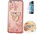 Produktbild Utra-Thin iphone 6s Plus Hülle Silikon Transparent,Iphone 6 Plus Hülle,3D Glitzer Strass ISENPENK® Schutzhülle TPU Case Schutzhülle Silikon Crystal Kirstall Clear Case Durchsichtig Weichem Silikon Handy Gürtel Tasche Muster Pour Apple Iphone 6/6S Plus 5.5 Zoll–[ Diament Schmetterlings-Ring rose gold] Mit Panzerglas Folie
