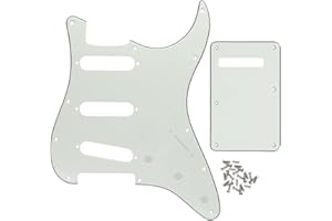 FLEOR Set de guitare électrique Style SSS Pickguard avec vis de montage de plaque arrière pour USA/MEX ST Guitar Part, 3Ply Ivory White