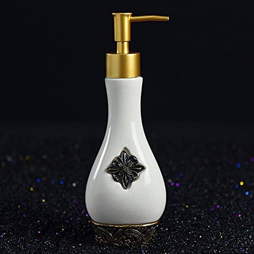 HaiSen Soap Dispensers-Ceramics Carved Hand Sanitizer Bottle,Creative Shower Gel Sub-bottling Bottle, Lotion Press the Bottle, White , 4