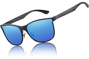 DUCO Męskie polaryzacyjne okulary przeciwsłoneczne do jazdy samochodem, klasyczny styl, modne, oprawki okularowe, ochrona UV400, 8205, niebieski, 59