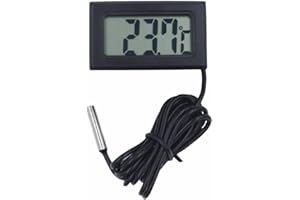 RANRAO Digital LCD Thermometer Temperaturüberwachung, Mini Aquarium-Thermometer Wasserdicht Temperatursensor Wasserdicht mit 5m Kabel und Externer Sonde für Kühlschrank Gefrierschrank Kühlschrank