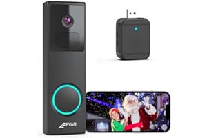 CPVAN WLAN Video Türklingel mit Kamera 2K HD Kabellose Doorbell mit Chime, Akku Video-Türsprechanlage mit PIR-Bewegungserkennung, 2-Wege-Audio, unterstützt Alexa, SD-Karte & Cloud-Speicher