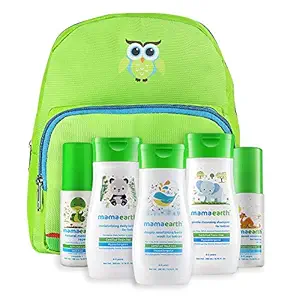 Mamaearth Complete Baby Care Kit with Baby Lotion, Shampoo, Body Wash, Mosquito Repellent & Sunscreen in an Amazing Water Proof Baby Bag, White