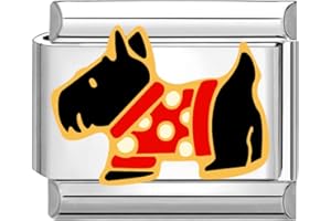 Quiges - 9mm Italian Style Charm Link Module Stainless Steel Scottish Terrier for Italian Style Bracelets