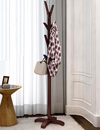 WSSF-Coat Hangers Creative Solid Wood Coat & Hat Stand Floor Hangers Simple Modern Household Bedroom Living Room Coat Hat Rack(43*172cm, Color Optional) Hangers ( Color : Brown )