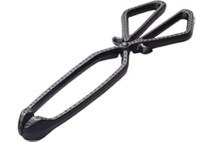 VALIANT FUN Valiant Heavy-Duty Cast Iron Log & Coal Tongs | 34 cm Wide-Angle Fireplace, Stove & Firepit Tool, Black