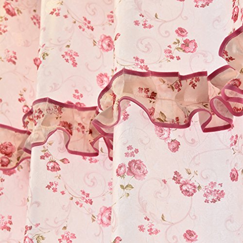 Kinlo® 1er Pack 145x245cm Blickdicht Vorhänge Blinkschutz Gardinen mit Ösen Dekoschal mit Blumen Druck im Wohnzimmer – Rosa - 7