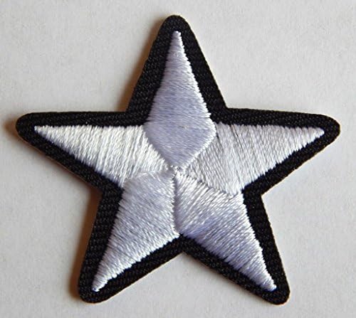 Embroidered star patches > iron-on or sew-on > applique (White , black)