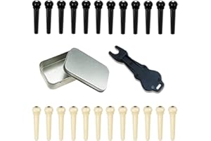 WEIBANG 24pcs Acoustic Guitar Bridge Pins Pegs with 1pc Bridge Pin Puller Remover, Ivory & Black-Mudimu