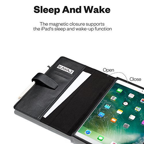 KAVAJ iPad Pro 10.5″ Hülle Echtleder Case „London“ für Apple iPad Pro 10,5 Zoll (2017) Schwarz aus echtem Leder mit Stand und Auto Schlaf/Aufwachenen Funktion. Dünnes Smart Cover Schutzhülle Tasche - 3