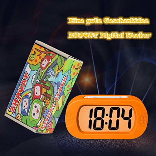 ZHPUAT Digital-Wecker Tischuhr mit Silikonhülle Snooze Bunten Licht Stoßfest ideales Geschenk Für Kinder(Orange) - 5