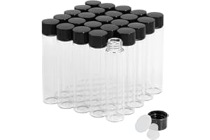 CADBIBE Trasparente Fiale di Vetro da 7 ml con Tappi a Vite e Tappi di Plastica, Flacone del Campione di Liquido Piccolo, Flacone a Prova di Perdite, 25 Pezzi