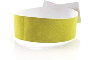 Fun Fan Line - 200 unidades Pulseras identificativas 19 mm de papel tyvek. Pulseras de control numeradas con cierre adhesivo. Intransferible y resistente al agua. (Color Amarillo)