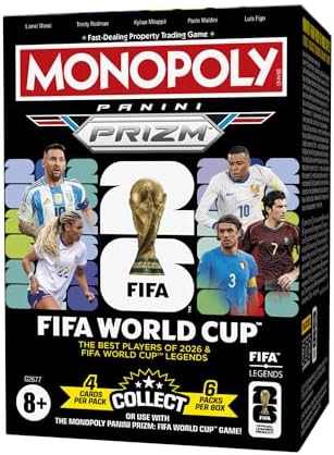 Monopoly Panini Prizm: booster box di carte collezionabili Fifa World Cup | Stelle e leggende della Fifa World Cup | Regalo per i fan del calcio