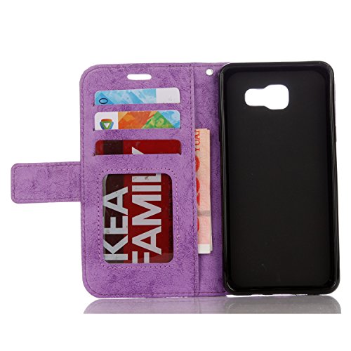 Funda Piel con Tapa para Samsung Galaxy A5  2016  A510  Personalizada Flip Completa Case de Cuero Billetera para Samsung Galaxy A5  2016  A510  TOCASO Wallet Ultra Slim Cartera Carcasa Hermosa Mandala Flor en Relieve Cover  Fina con Ranura Para Tarjeta Bumper Antigolpes Anti Shock Antipolvo Protectora Cuero con Correa de Mano Card Holder Stand Funci  n Trasero Dura Caso para Chica Friends Estilo Libro Soporte Plegable y Cierre Magn  tico -Purpura   1x Negro Stylus Pen