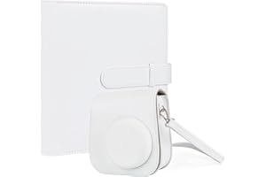 Crefotu Tasche Hülle mit 256 Taschen Fotoalbum für für Fujifilm Instax Mini 12 Sofortbildkamera (Weiß)