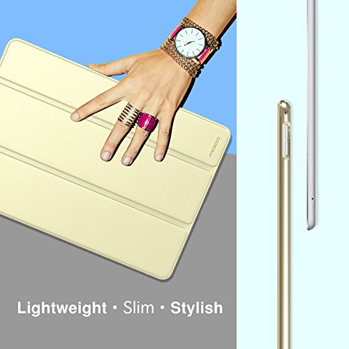 MoKo Hülle für Neu iPad Pro 12.9 2017 – PU Leder Tasche Schutzhülle Schale Smart Case mit Translucent Rücken Deckel, mit Auto Schlaf / Wach Funktion und Stanfunktion für Apple New iPad Pro 12.9 Zoll 2017 Tablet, Champagner Gold - 6