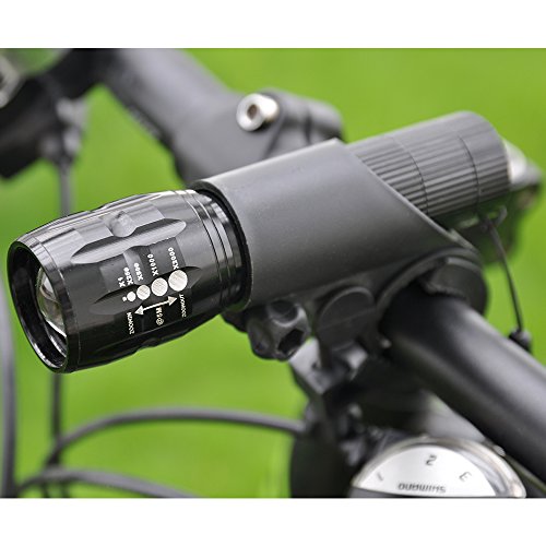 BPS LED Licht einstellbare LED-Mountainbike Fahrrad Bike vorne Lampe Scheinwerfer Taschenlampe Bike Fahrrad Clip Halterung &LED-Rücklicht hinten Licht Set Kit – schwarz - 4