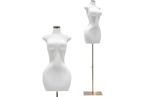 AMSXNOO Schaufensterpuppe Körper Weiblich, Vollschlank vollbusigen Display Schneiderpuppe mit Metall quadratische Platte Basis, Kleiderpuppe für Bekleidungsgeschäft Schneiderei, Höhen verstellbar 155-