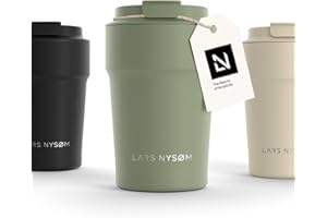 LARS NYSØM Thermo Kaffeebecher to go 380ml | Travel Mug 0,38 Liter mit Isolierung | Auslaufsicherer Edelstahl Thermobecher für Kaffee und Tee unterwegs | Teebecher (Sage Green, 380ml)
