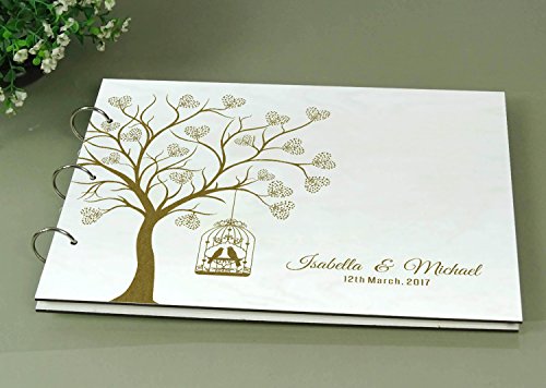 Personalisierte Holz Holz Hochzeit Gästebuch Baum Design Einzigartige Beratung Buch Custom Rustic Gästebuch - 4
