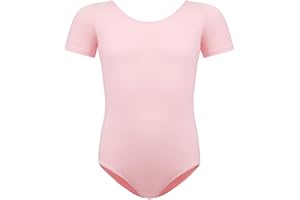BALAYSIER Ballet Leotard for Girls and Women Elastic Cotton Short Sleeve Bodysuit Round Neck Suitable for Dance Gymnastics