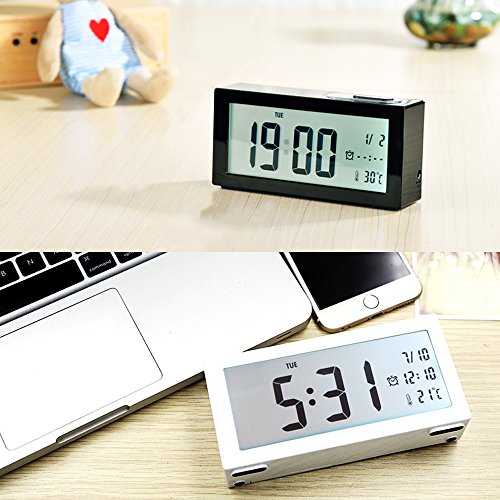 Goldfox® Premium Klavierlack LCD Digital Wecker Uhr mit Datum Temperatur Kalender Snooze Nachtlicht Anzeige - 8