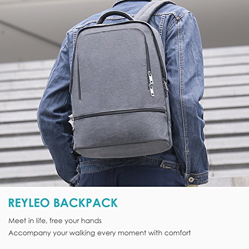 REYLEO Business Rucksack Herren Wasserdichte 14.1 Zoll Laptop Tasche Backpack Für Arbeit Und Stadt Grau - 7