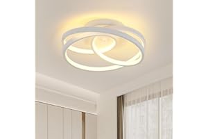 GOECO Nowoczesna lampa sufitowa Led, 40 W 4500 lm Kreatywna lampa sufitowa z białymi pierścieniami, 3000 K ciepłe białe światło, akrylowa oprawa sufitowa do salonu, sypialni, holu, kuchni