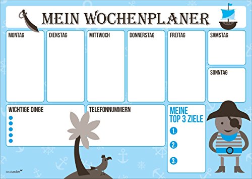Preisvergleich Produktbild Schreibtischunterlage für Jungen "Wochenplaner - Pirat", Unterlage für den Schreibtisch, Schreibblock, Schreibunterlage Junge, Kind, Jugendliche