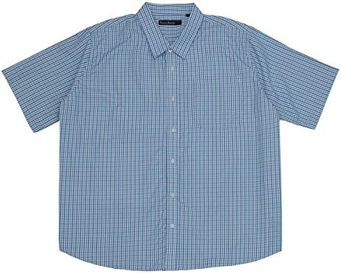 Men's Big &amp; Tall Check Shirt (Sizes 3XL-6XL) Short Sleeve Smart Casual Top