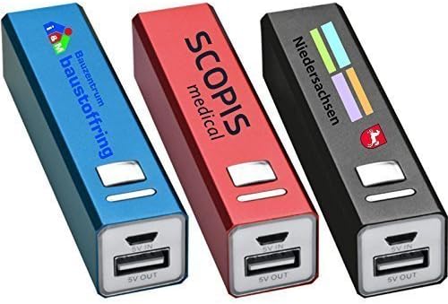 Pack of 25Power Bank 2200mAh incl. FREE Logo/WERBUNG/Metal Red Blue Black black