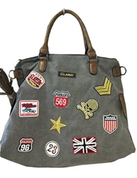 fashion&DU PATCHES STERN Handtasche Schultertasche bag Umhängetasche Tragetasche US star groß
