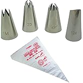 H.M. Stainless Steel Baking Tool with (2D 1M 2F Rose Nozzles) Large Size Rose Flower Cake Decorating Icing Tip, Stainless Ste