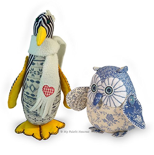 My Fabric Heaven Two Discounted Sewing PATTERNS. Twinkle Keepsake Owl & Pickle Penguin with Scarf. Handmade Stuffed Animal Soft Toys & Easy Photo Tutorial Instructions. Free Post