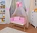 WALDIN Baby Bedside Cot Co-Sleeper height adjustable,untreated, 6 colours available,pink
