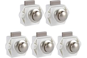 MIULINE 5 Pcs Bouton Poussoir Loquet sans Clé, Serrure de Porte Meuble Fermoir, Bouton Loquet Verrou pour RV Caravane Placard Meuble de d'Épaisseur (blanc)