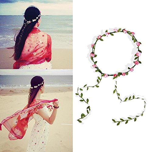 Yahee Stirnband und Haarband Hochzeit Boheme geflochten Blumen Haarreif (rosa) - 2