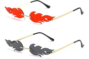 boocooberg 2pcs Doflamingo Brille,Rave Brille,Flammen Sonnenbrille,Festival ZubehöR,Party Brille,Schnelle Brille Rave,Sonnenbrille Lustig Geeignet FüR Kinder, Frauen Und MäNner,Rave Festival Brille