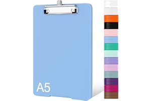 Piasoenc Piccolo portablocco con contenitore, portablocco A5 con portapenne, portablocco in plastica con clip a basso profilo, per infermieri, insegnanti, avvocati, blu