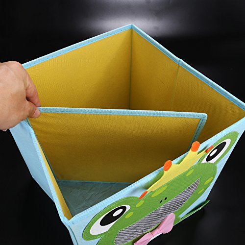LEADSTAR Faltbare Spielzeugkiste Aufbewahrungsbox Wäschesammler Korb Truhe mit Sichtfenster 28x28x28cm – Frosch - 5