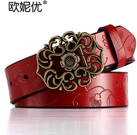 Sepia ethnic Ms. leather belt in stylish casual pants with wild innocence leather belt Women , red tide ,115cm Width