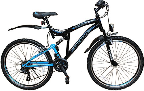 24 ZOLL MOUNTAINBIKE FAHRRAD MIT VOLLFEDERUNG & BELEUCHTUNG 21-GANG SHIMANO OXT BLACK - 2