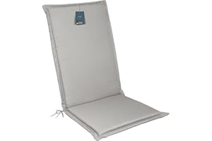 LILENO HOME Cojín para silla de jardín [juego de 1 – respaldo alto] en gris – Tumbona cómoda como cojín para muebles de jardín – Cojín para sillas de jardín y sillas plegables MIA